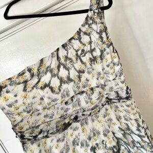 One-Shoulder Dress in Gray and Yellow